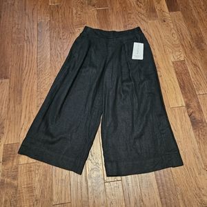 Athleta Playa Linen Wide Crop Pants, 8P, Black